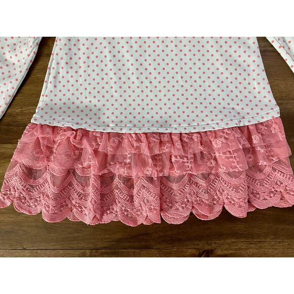 Matilda Jane The Adventure Begins Jump Rope Tunic Green Pink Polka Dot Knit Top - Picture 4 of 9